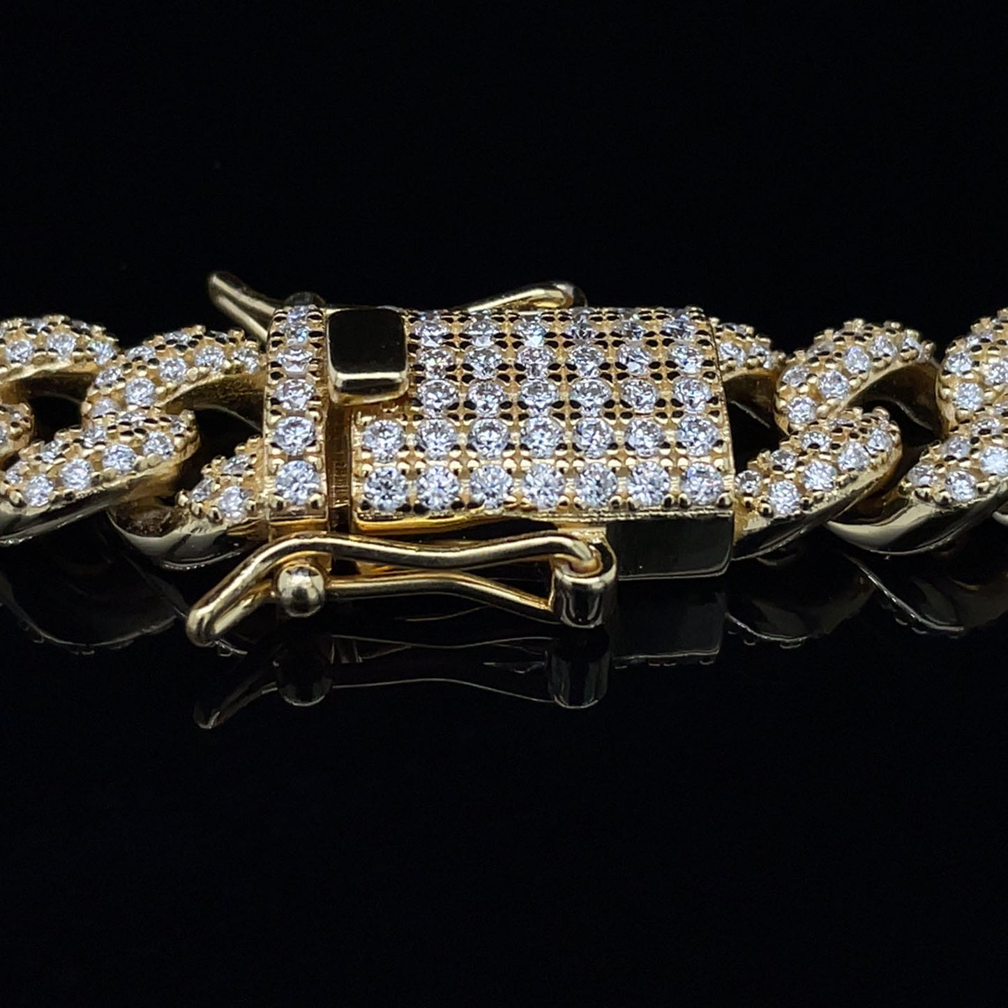 Iced Out Gold Plated 925 Miami Curb Chain 9mm