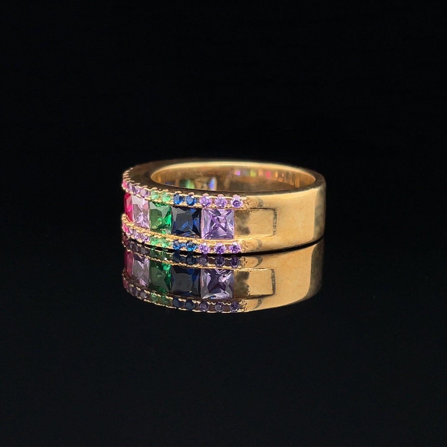 Rainbow Gemstone Ring in Sterling Silver
