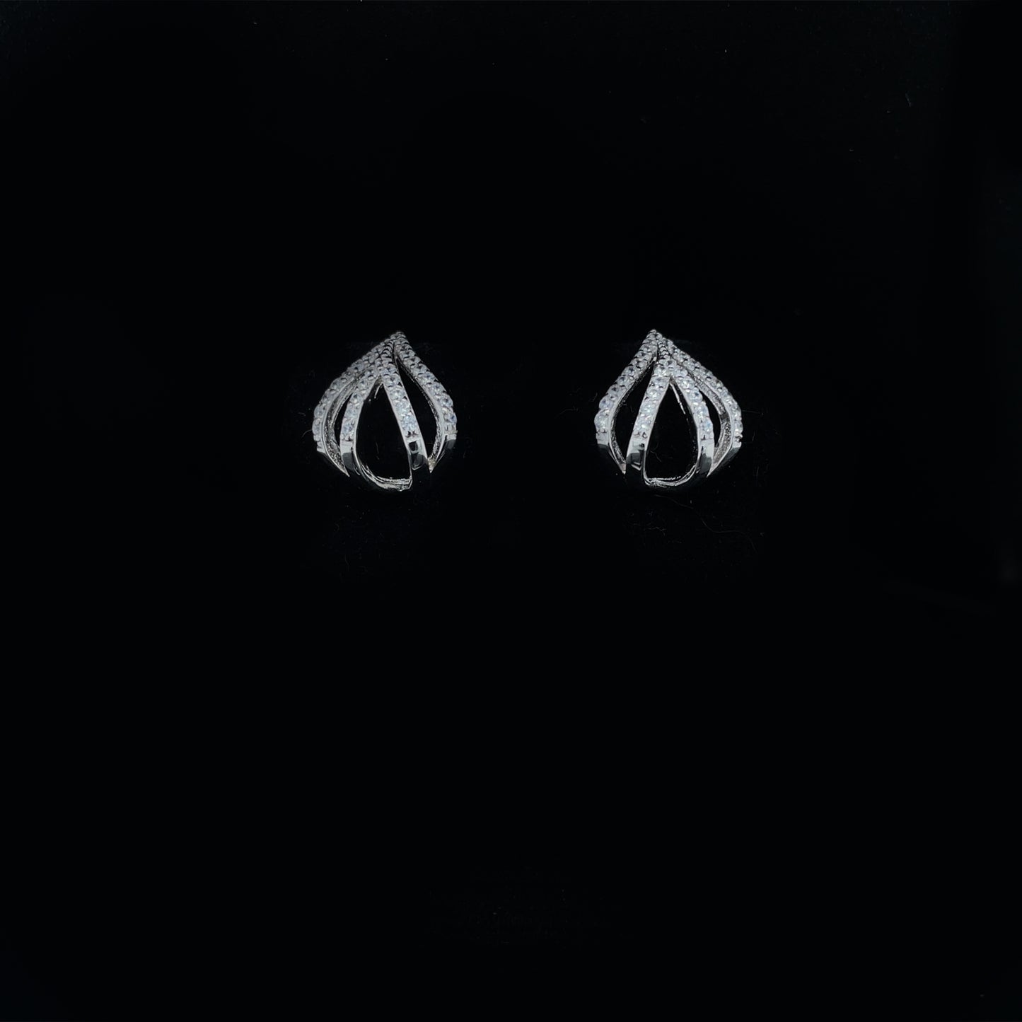 Curved Teardrop Earrings in Sterling Silver