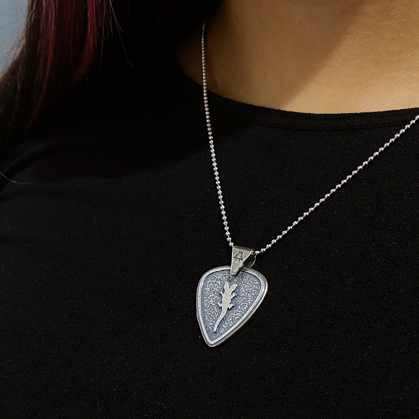 Alligator Jesus Gator Gang Guitar Pick Pendant Necklace
