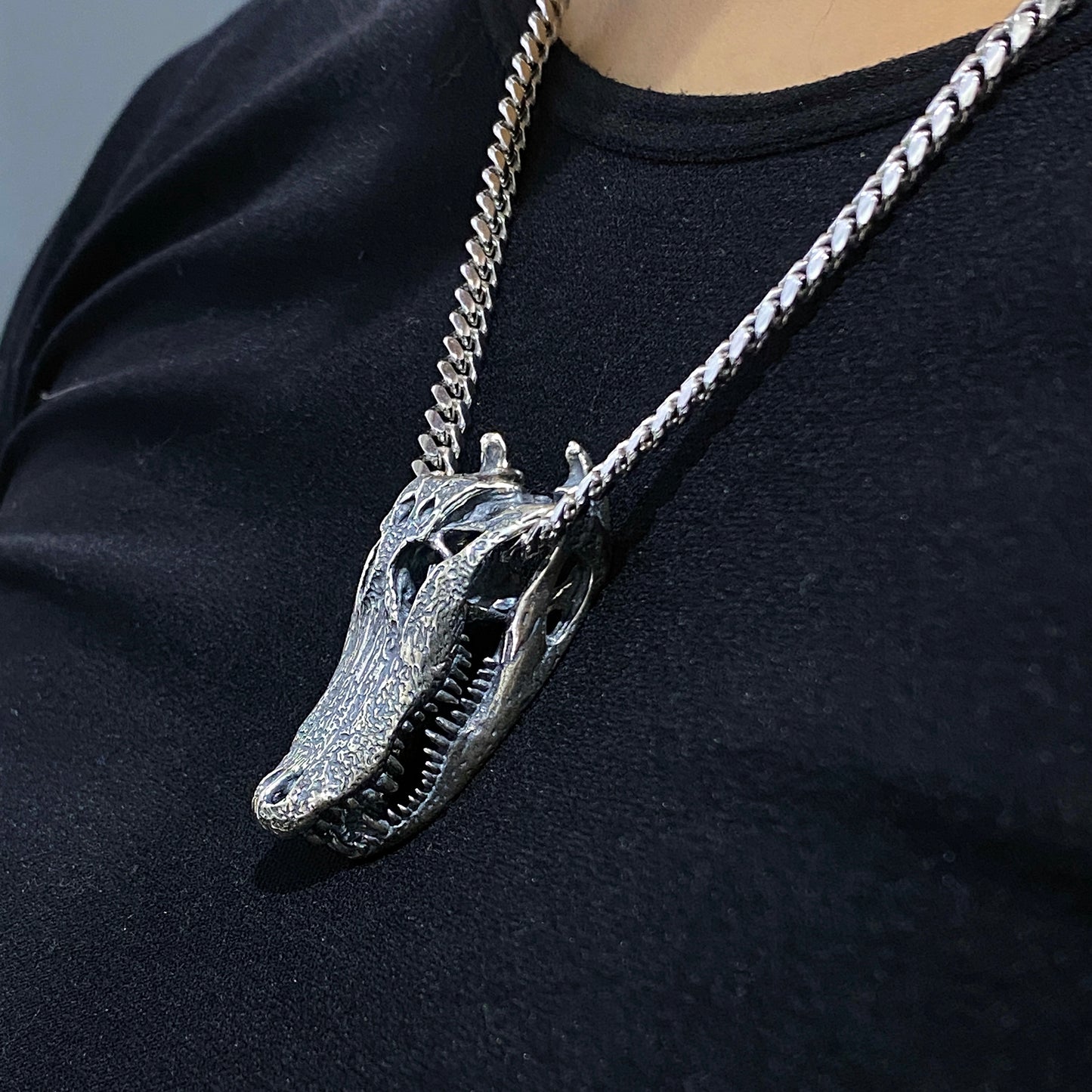 Alligator Jesus Gator Skull Pendant Large