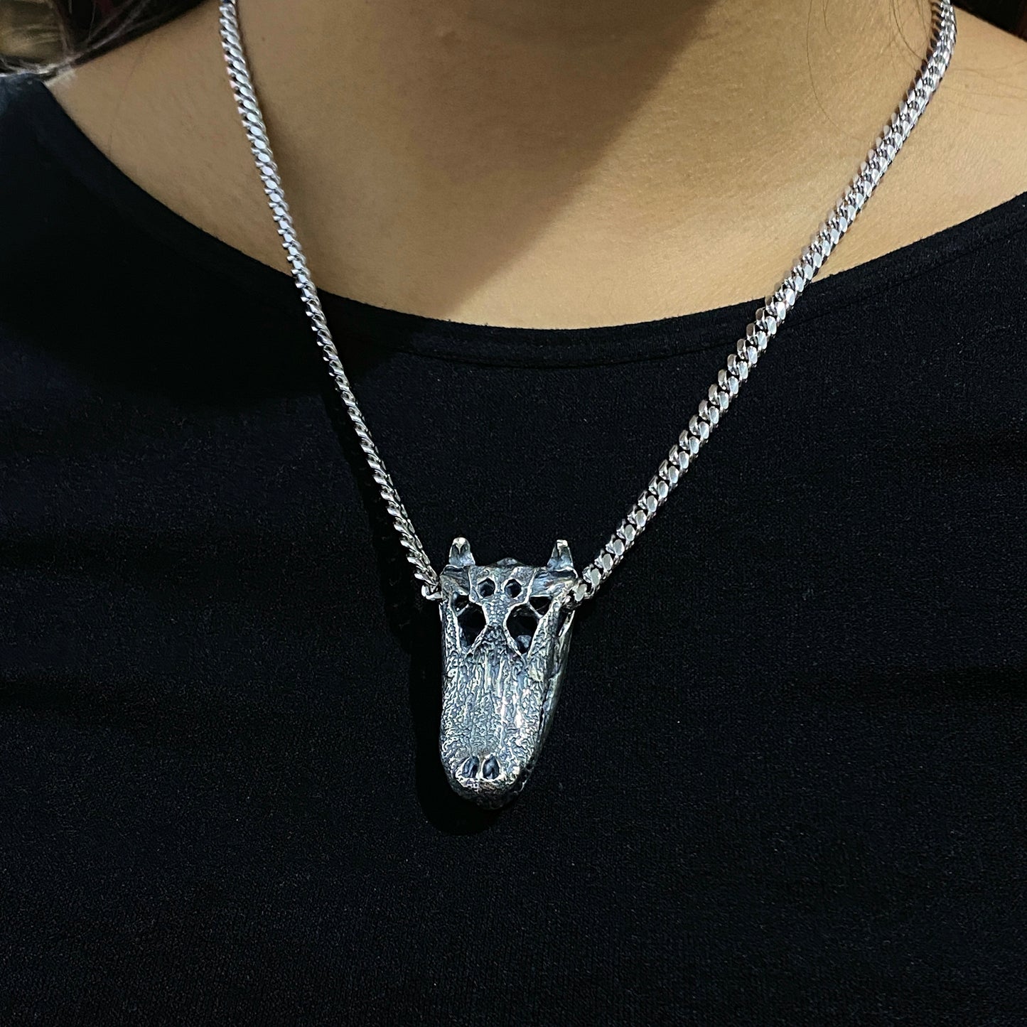 Alligator Jesus Gator Skull Pendant 