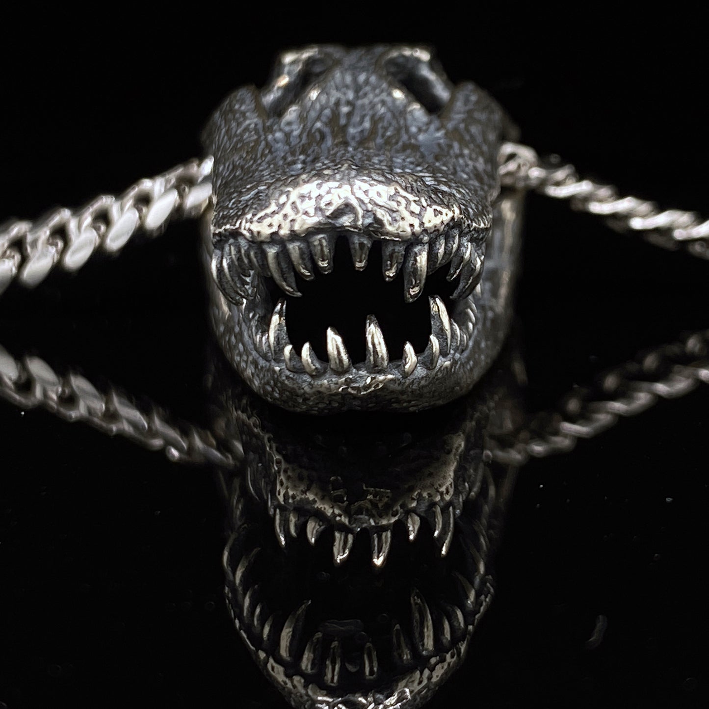Alligator Jesus Gator Skull Pendant teeth