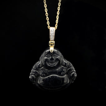 Alligator Jesus Happy Buddha Jade and Diamond Pendant 