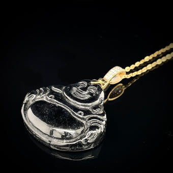 Alligator Jesus Happy Buddha Jade and Diamond Pendant 