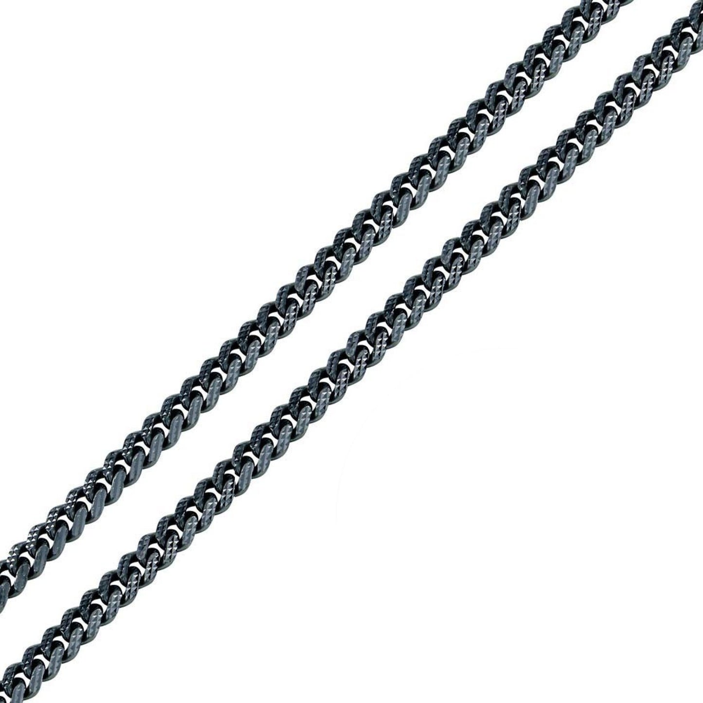 Black Platinum Pyramid Cut 925 Miami Curb Chain 7mm
