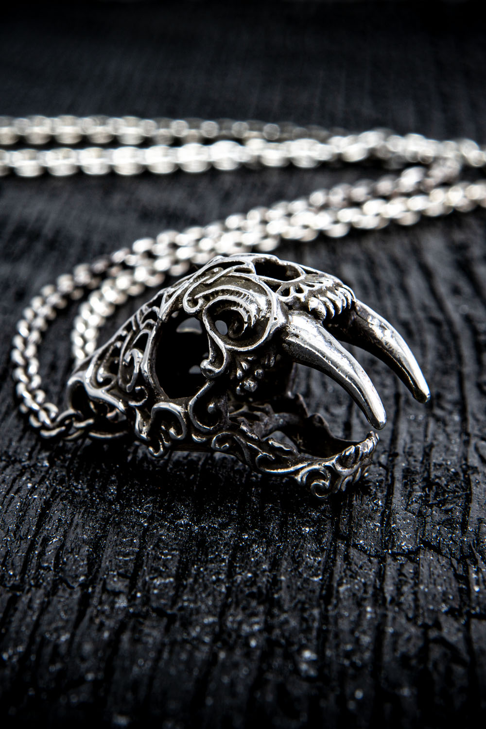 Art Nouveau Sabertooth Skull Pendant