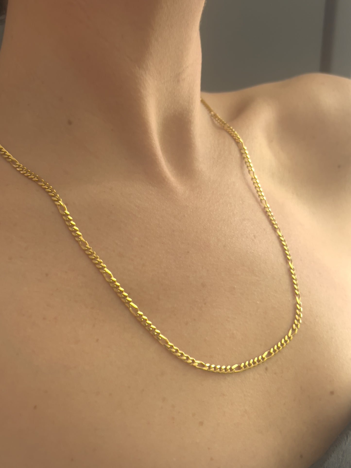 Figaro Chain in Sterling Silver Gold-Plated 3mm