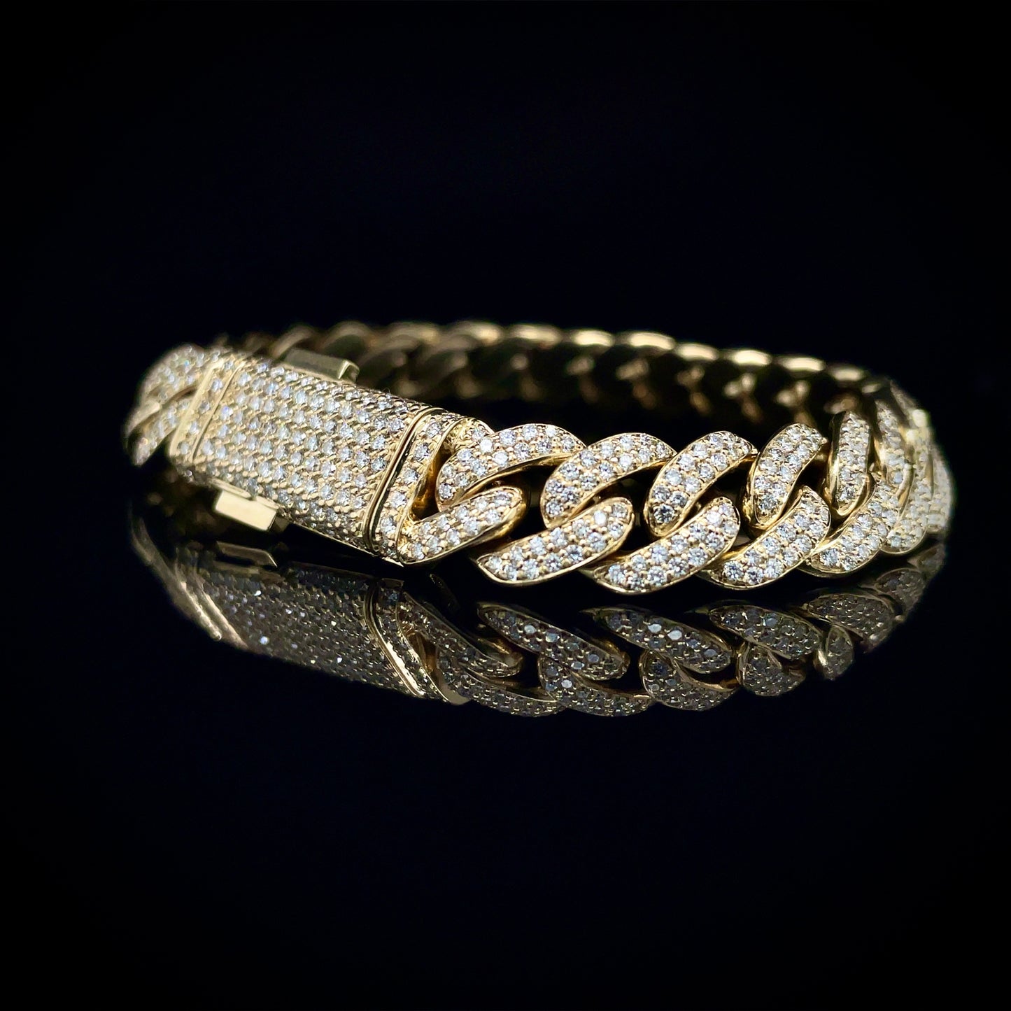 14 Karat Yellow Gold Miami Cuban Link Bracelet w/ VS1+ Diamonds 10.5mm