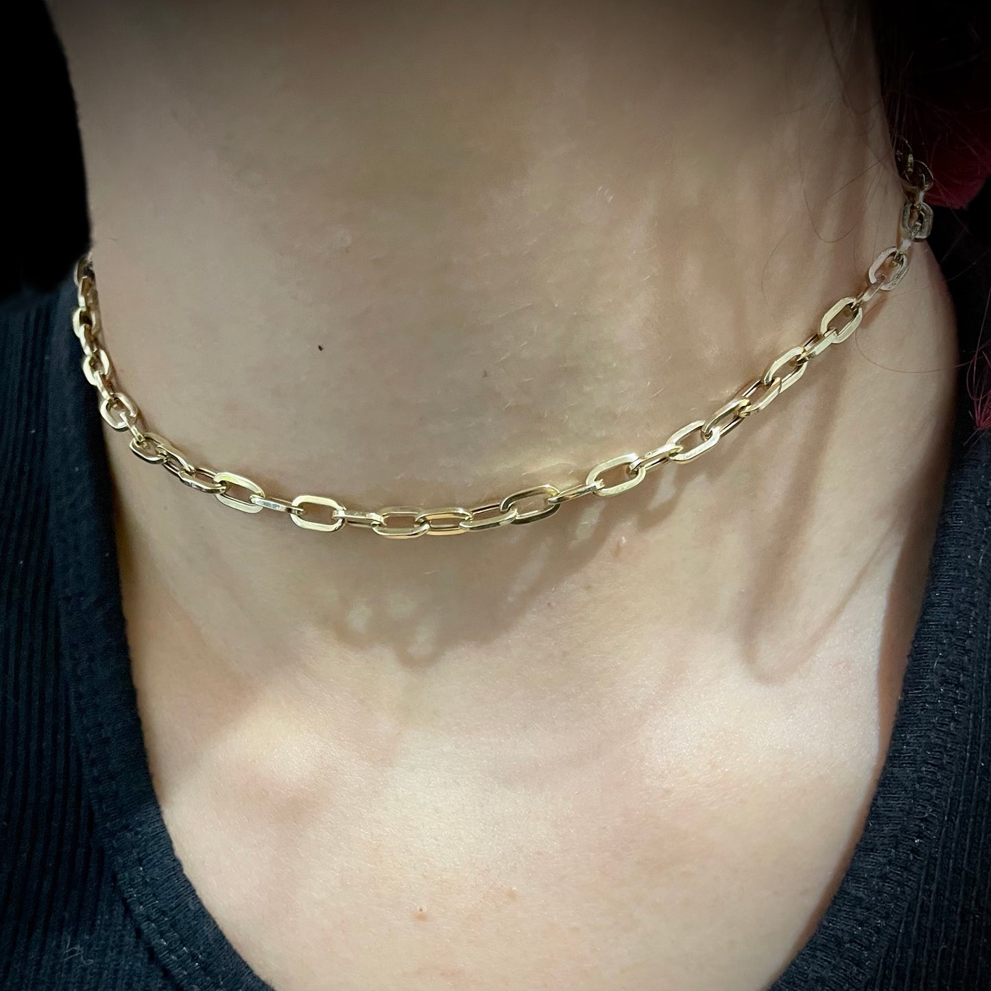 10kt Yellow Gold Anchor Chain Choker 4.1mm