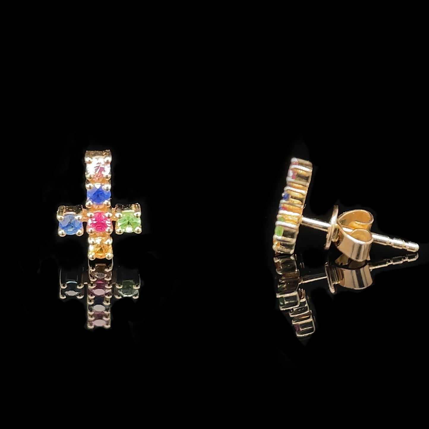 Colorful Upside Down Cross Earrings