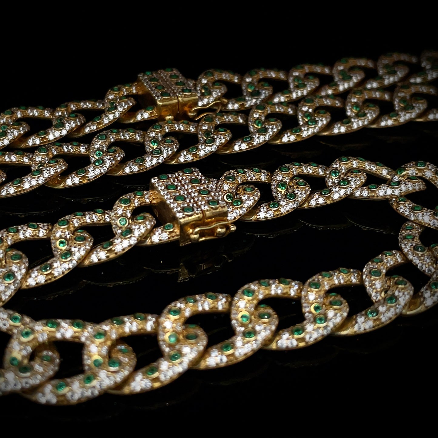 Emerald Curb Chain & Bracelet Set 12.4mm