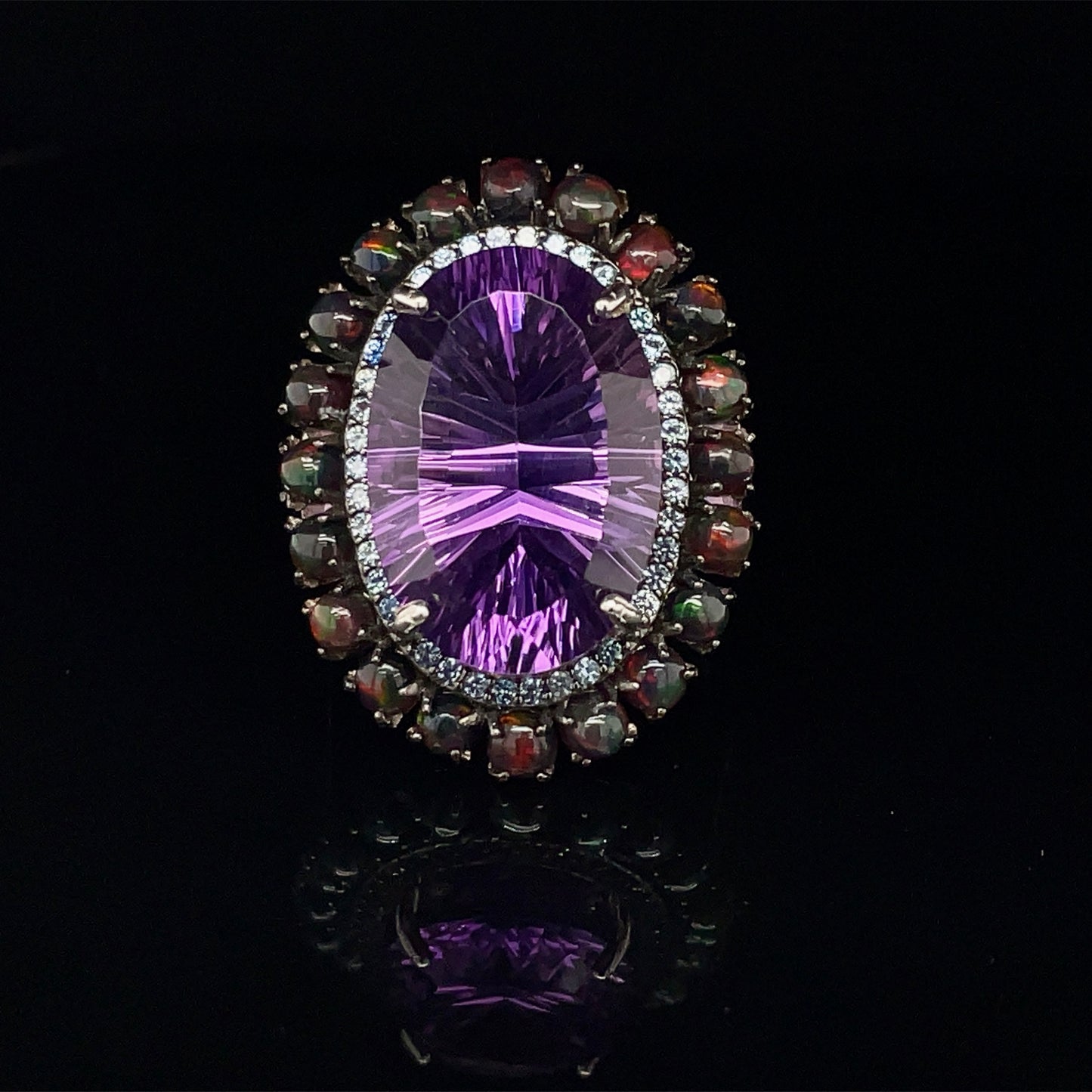 Purple Amethyst w/ Sapphire & Opal Ring