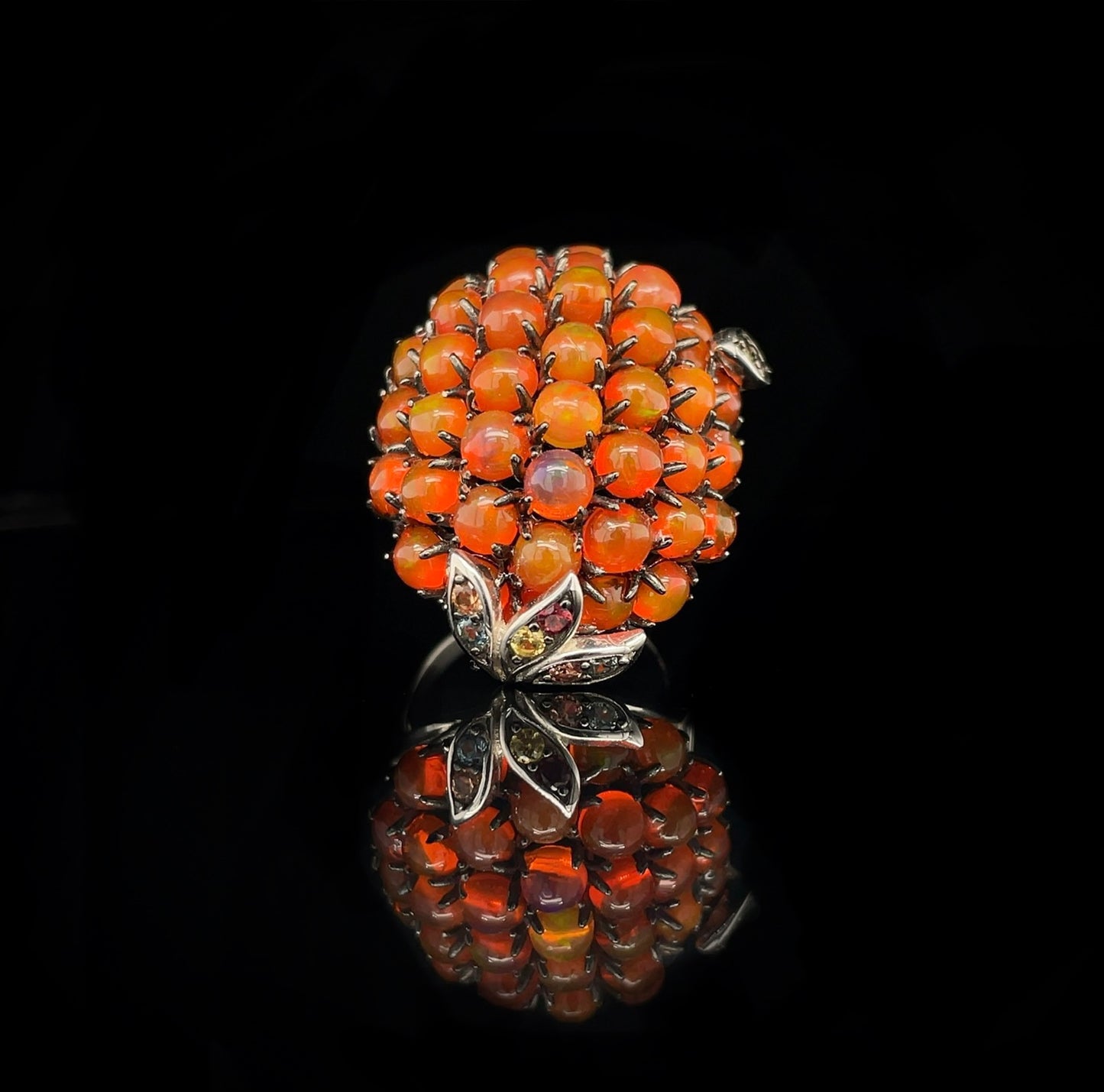 Fire Opal Cluster Ring