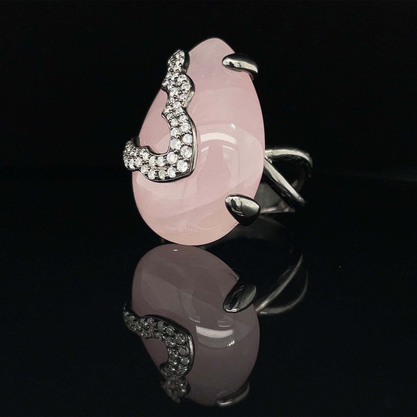 Rose Quartz Tear Drop Ring