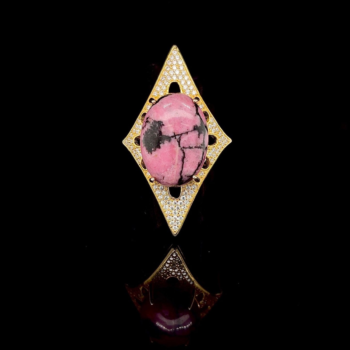 Rhodonite w/ White Sapphires Ring