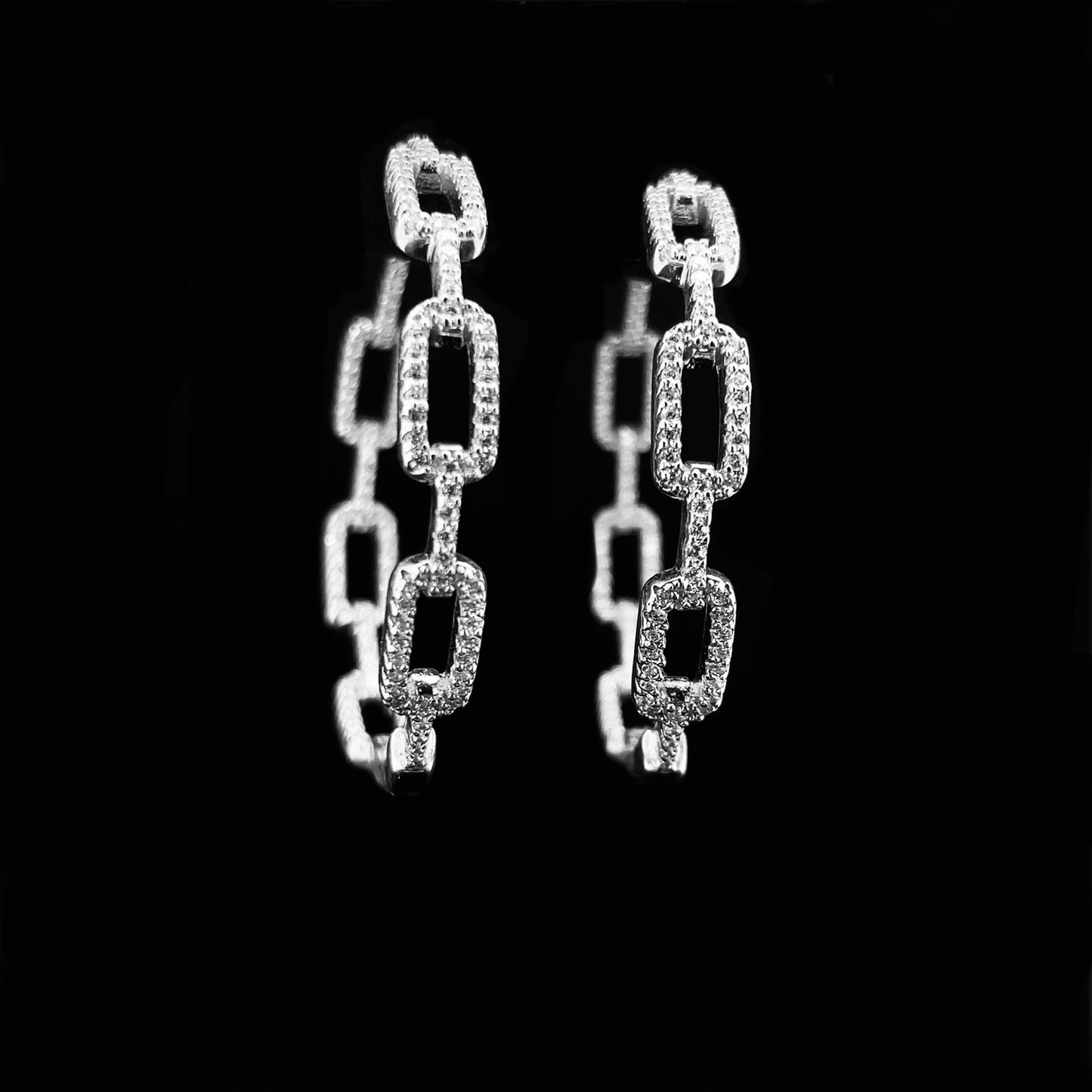 40mm Icy Silver Chain Hoops