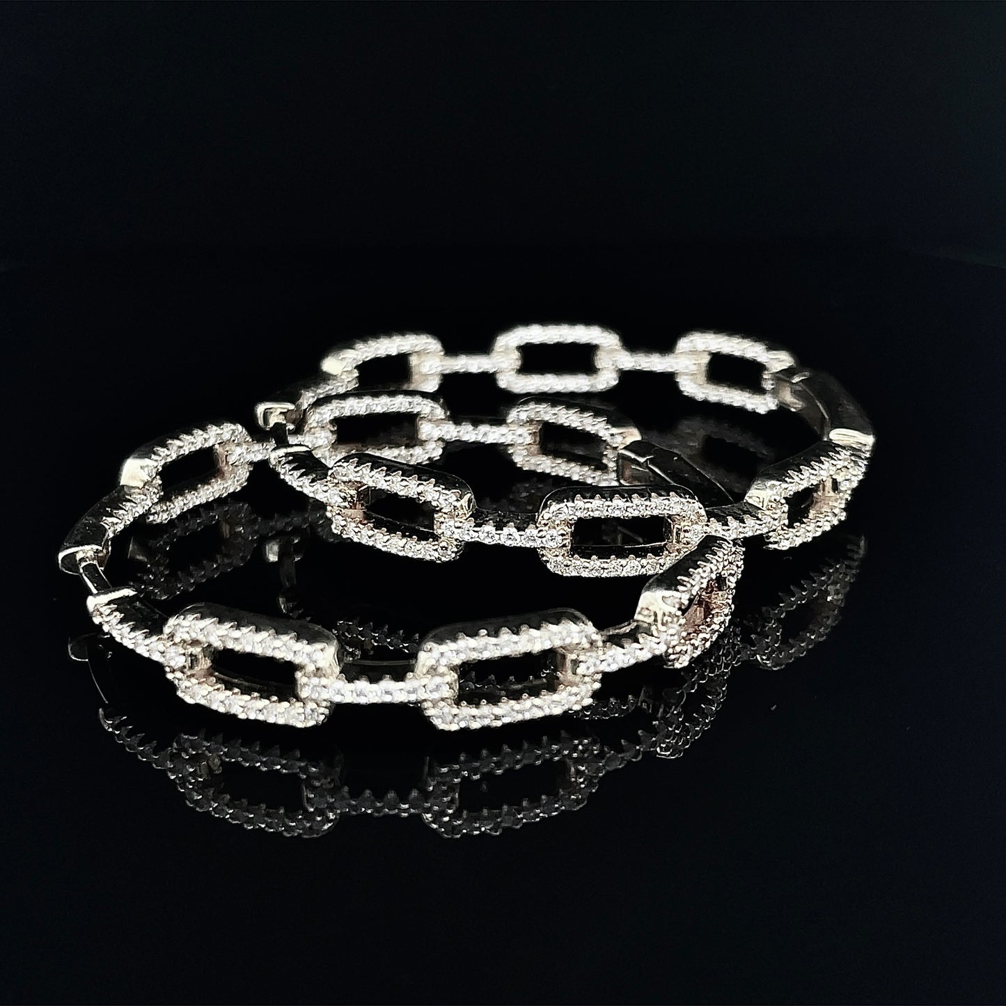 40mm Icy Silver Chain Hoops