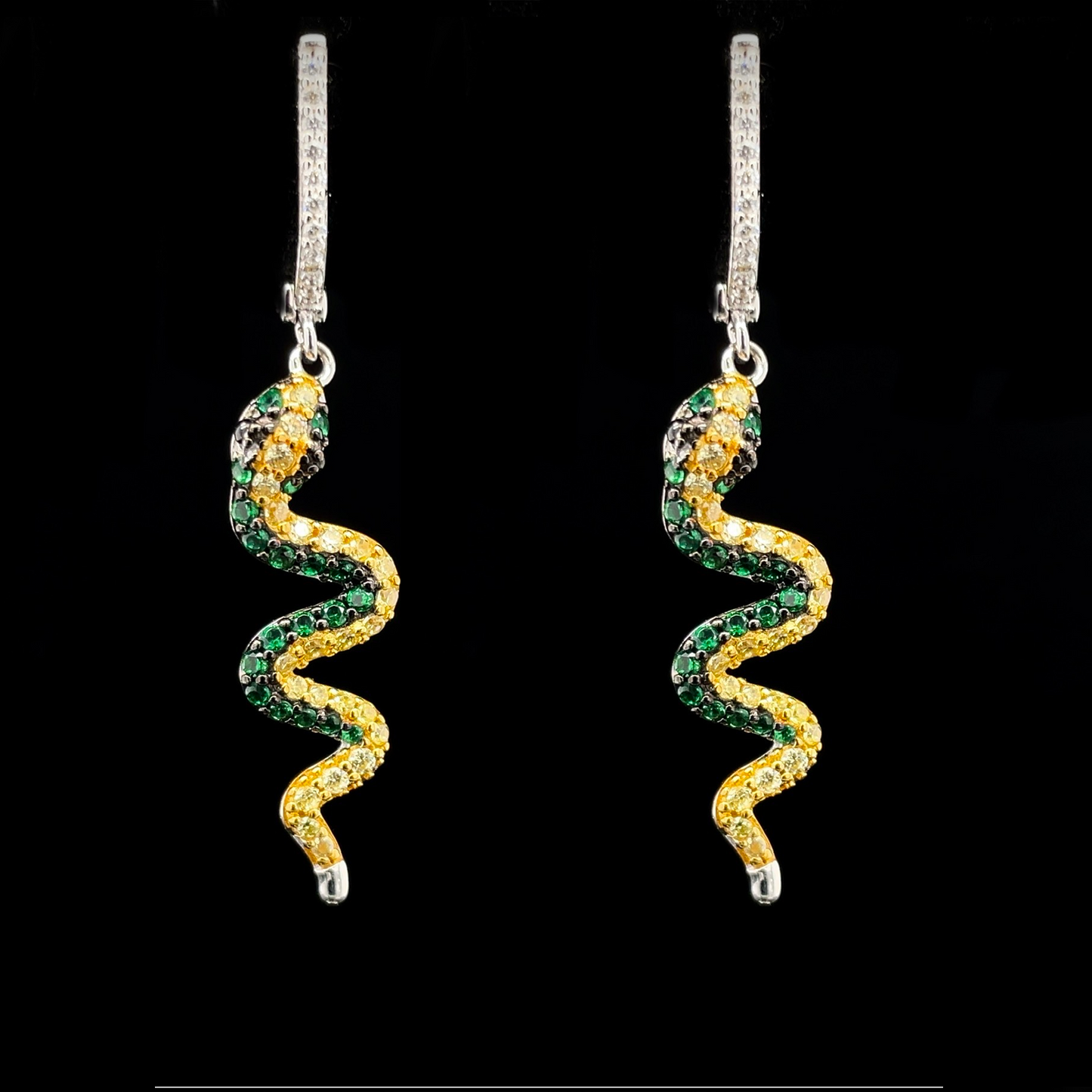 Rattlesnake Earrings - Green (Pair)
