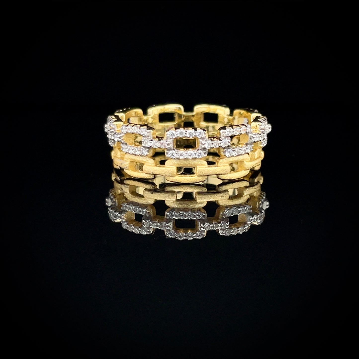Double Band Chain Ring in Gold