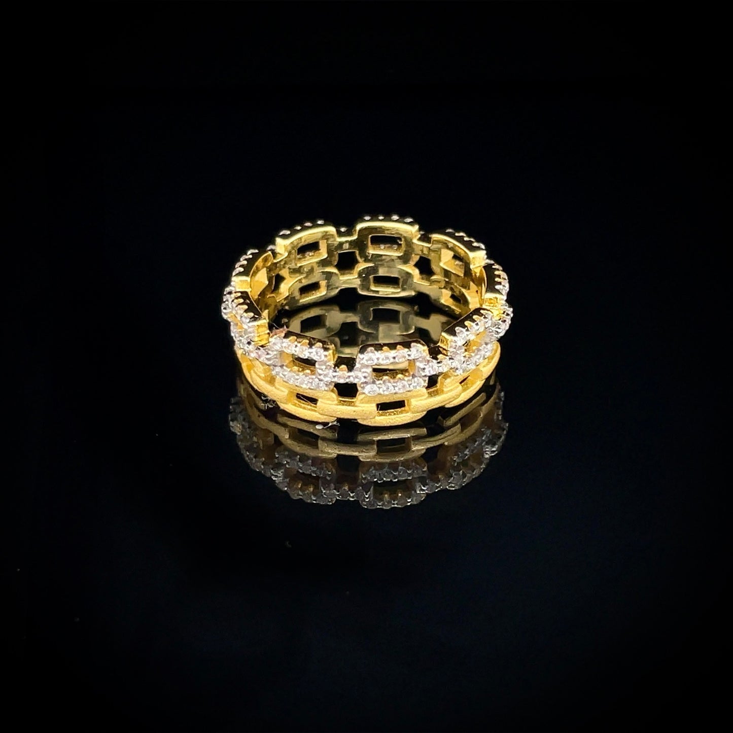Double Band Chain Ring in Gold