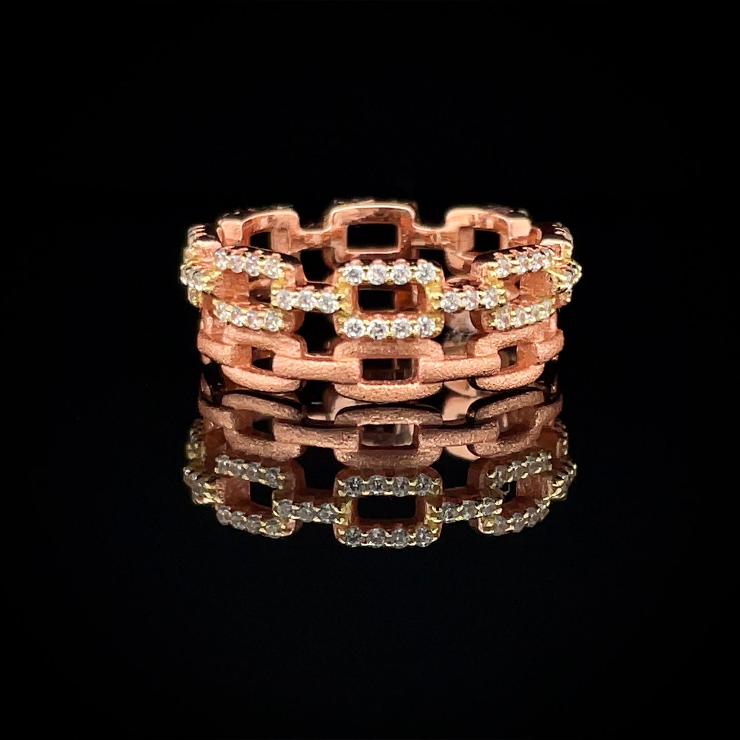 Double Band Chain Ring in Rose Gold