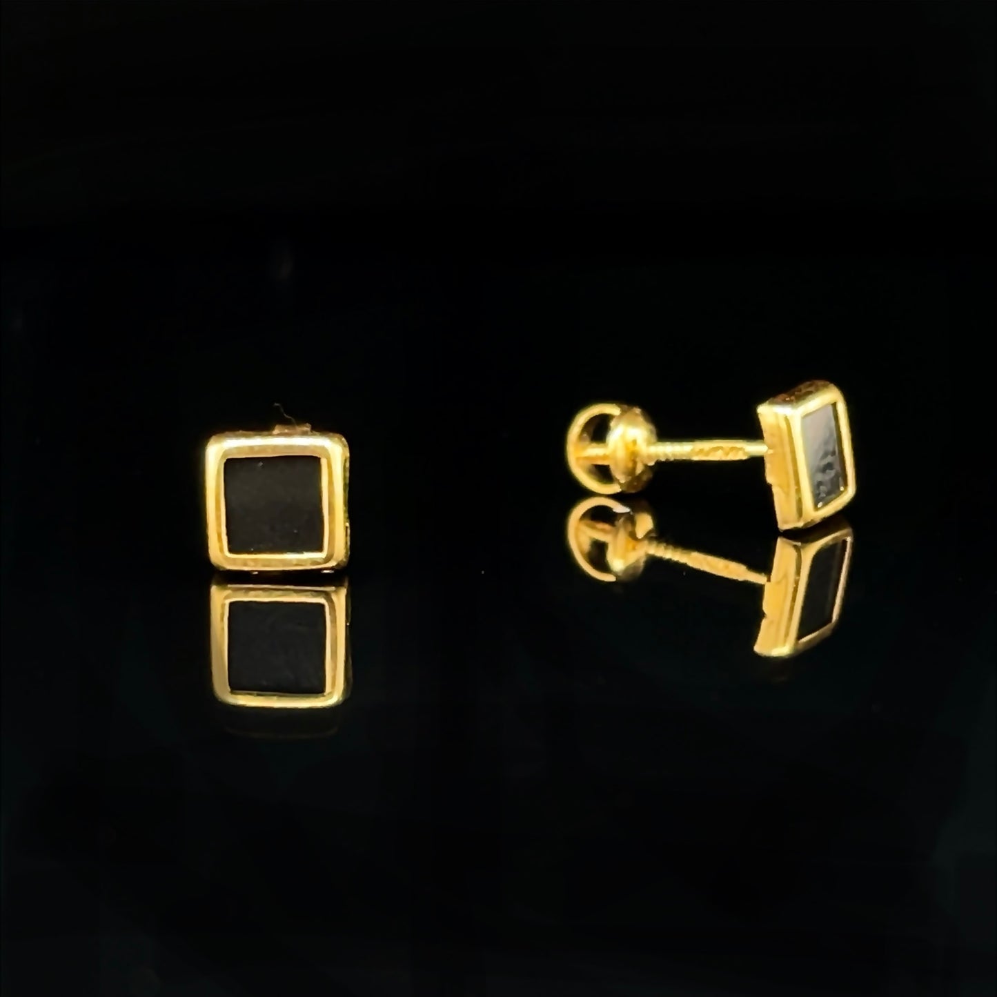 Black Enamel Stud Earrings