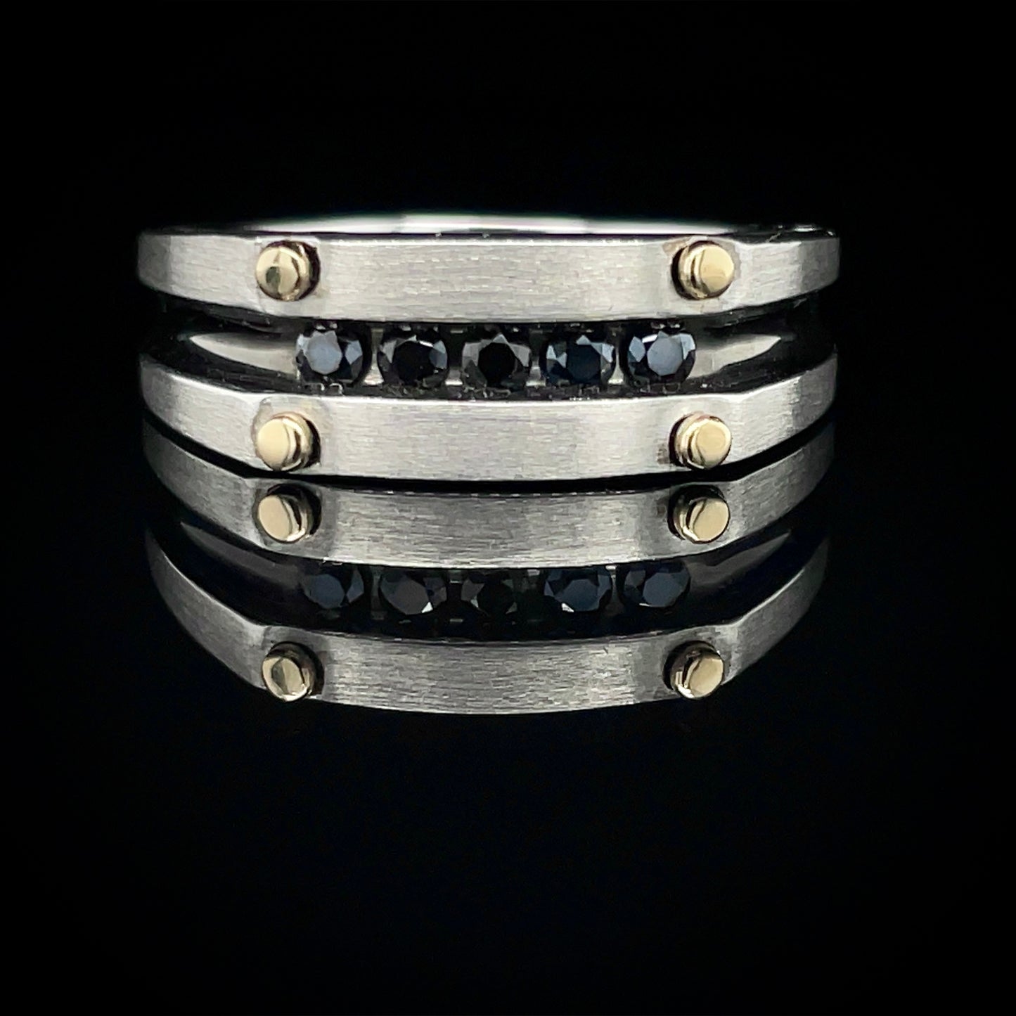 Black Spinel Ring on Sterling Silver
