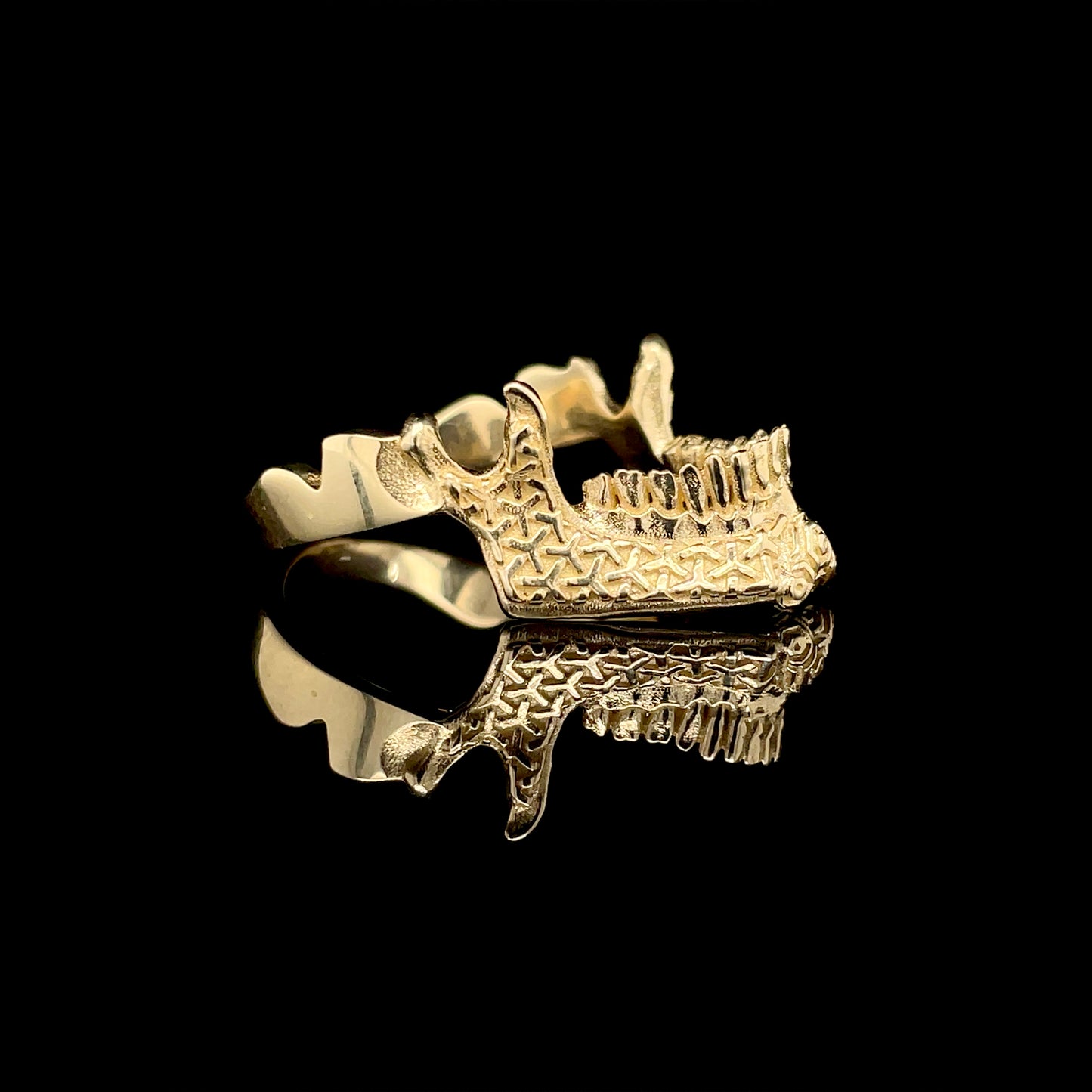 Cosmic Skull Ring With Amethyst and 10K Stackable Gold Jaw