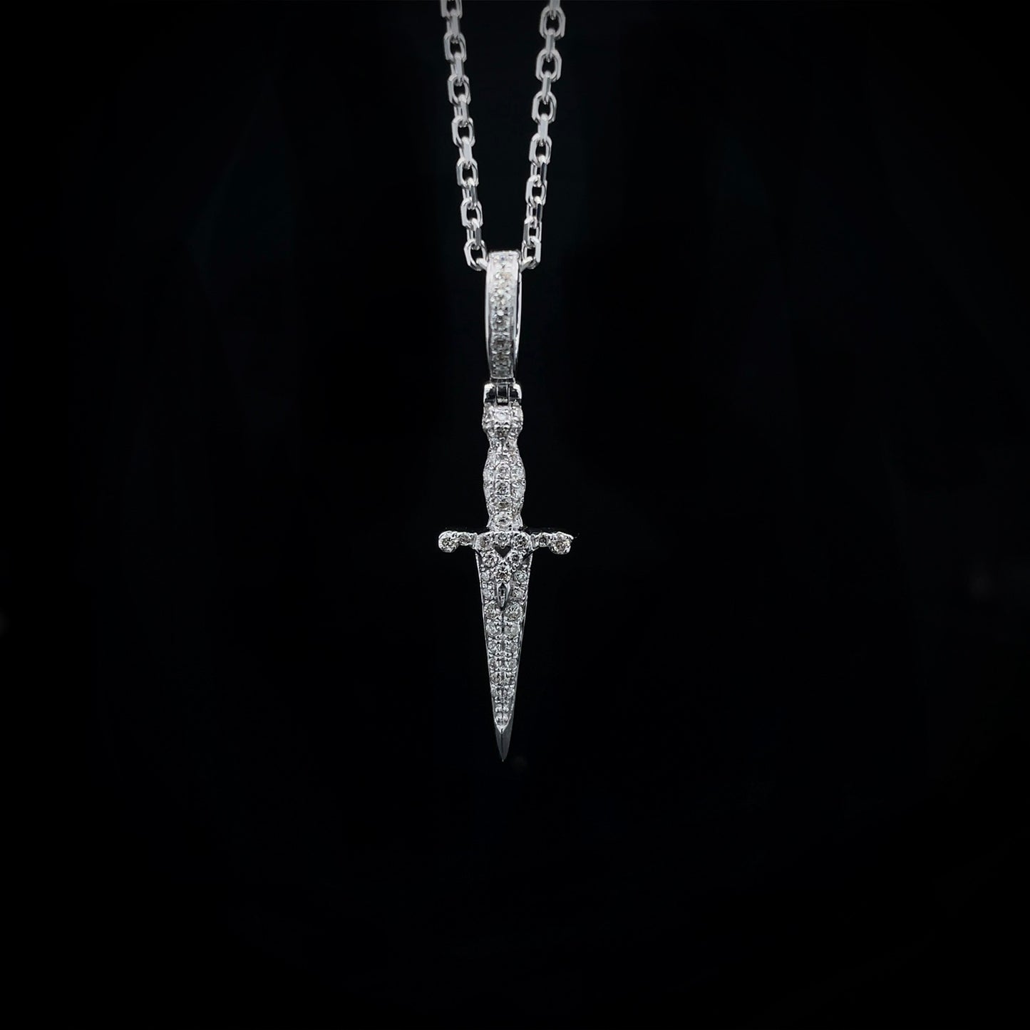 14K Gold & VS1 Diamond Dagger Pendant