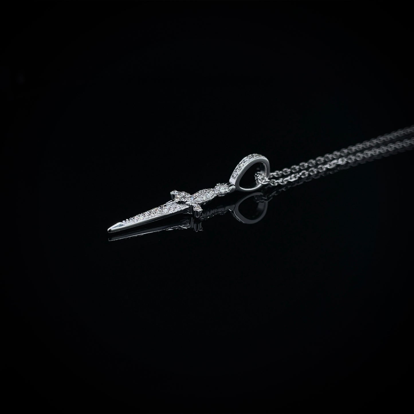 14K Gold & VS1 Diamond Dagger Pendant