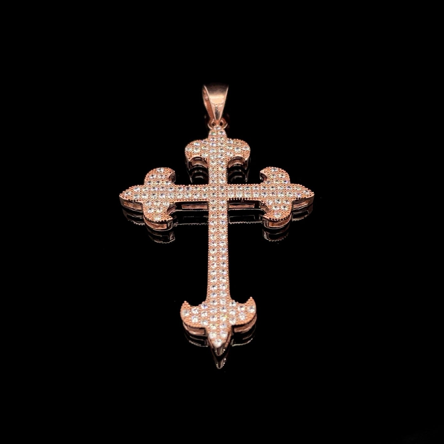 Iced Out Dark Lotus Cross Pendants