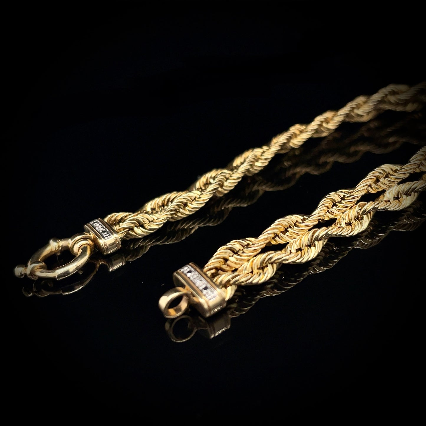 14K Gold Interlocking Rope Chain Bracelet