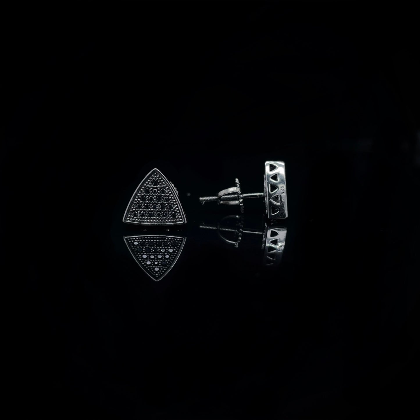 Black Triangle Stud Earrings