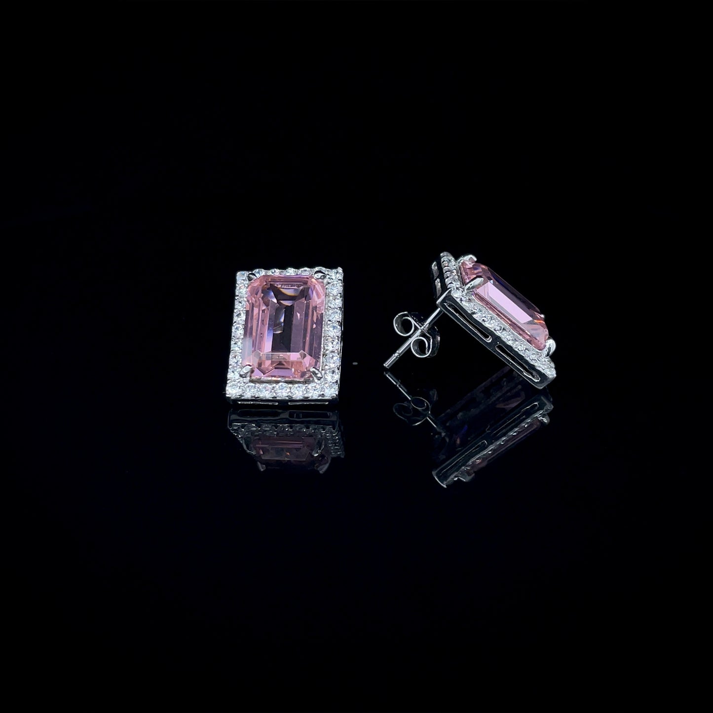 Pink Rectangle Studs