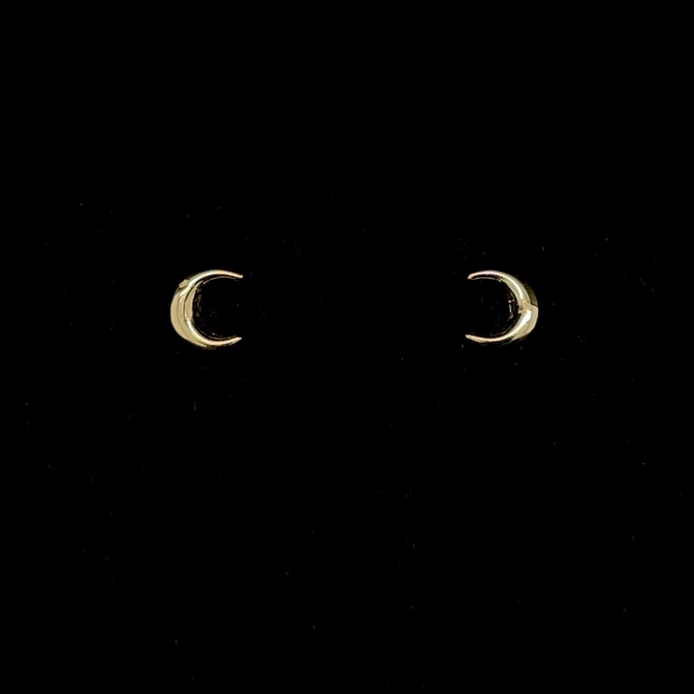 Gold Crescent Moon Studs