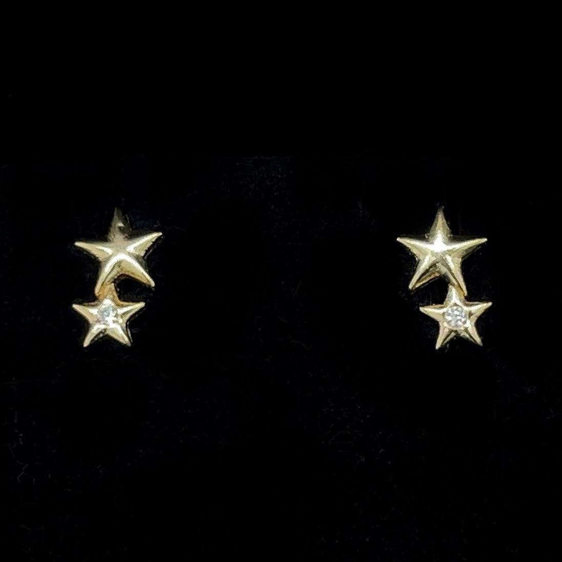 Gold Double Star Studs