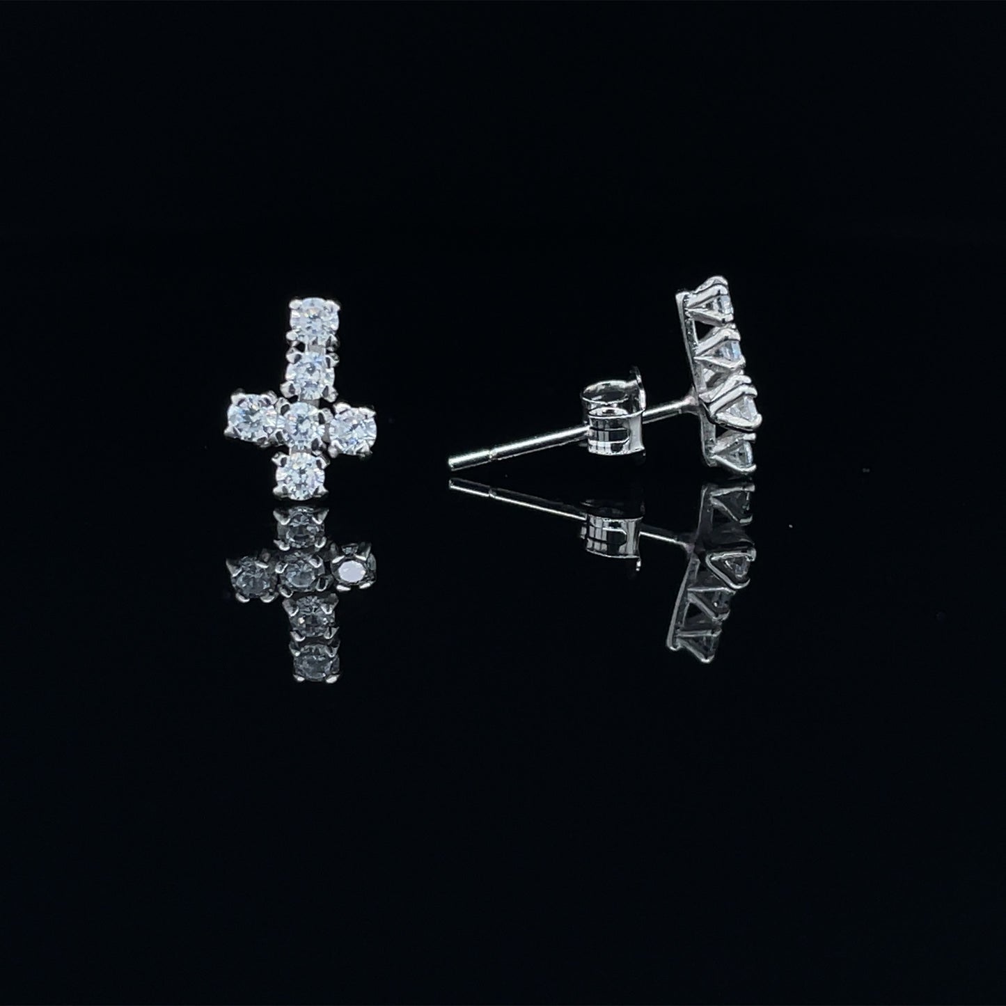 Iced Out Upside Down Cross Studs