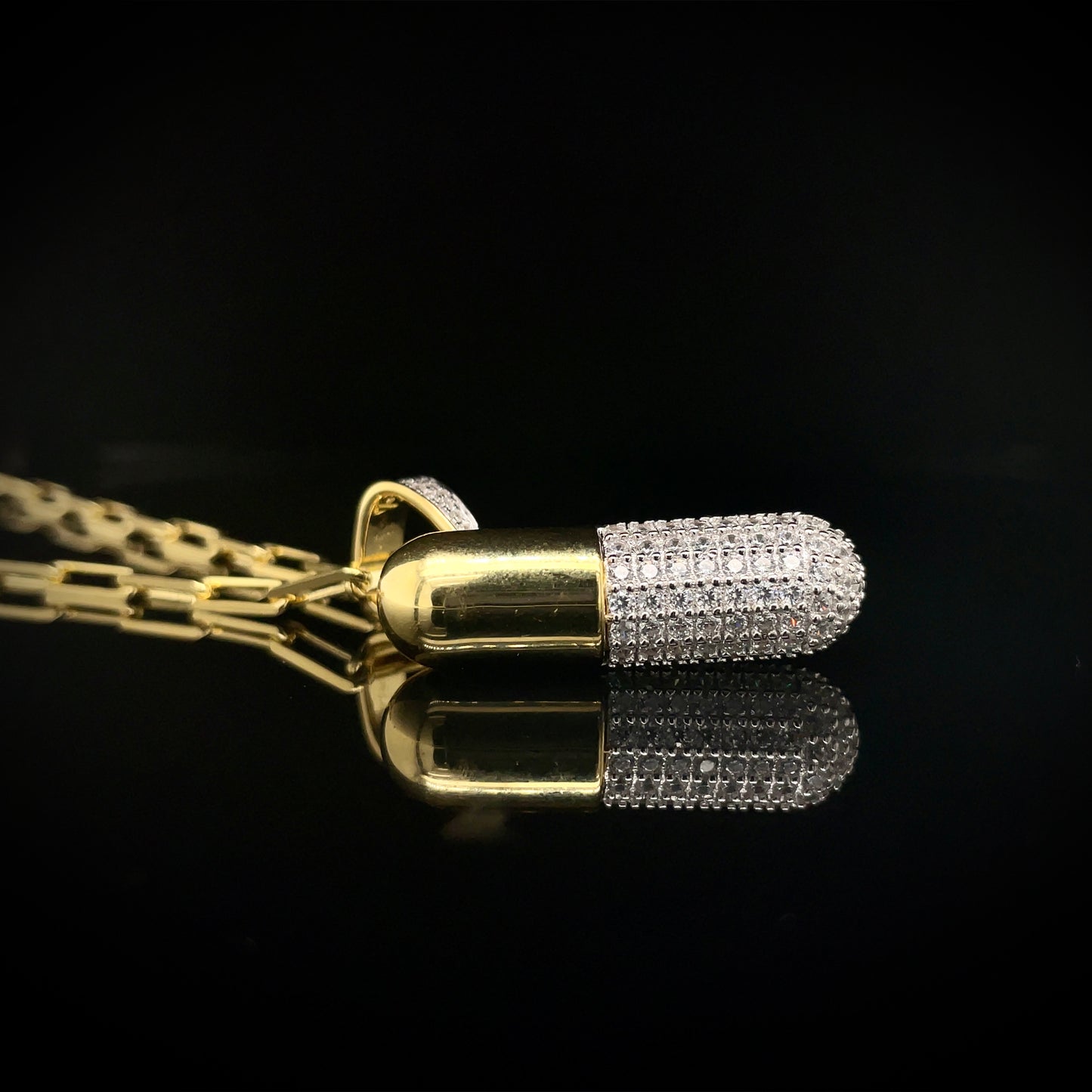 Pill Pendant in Gold