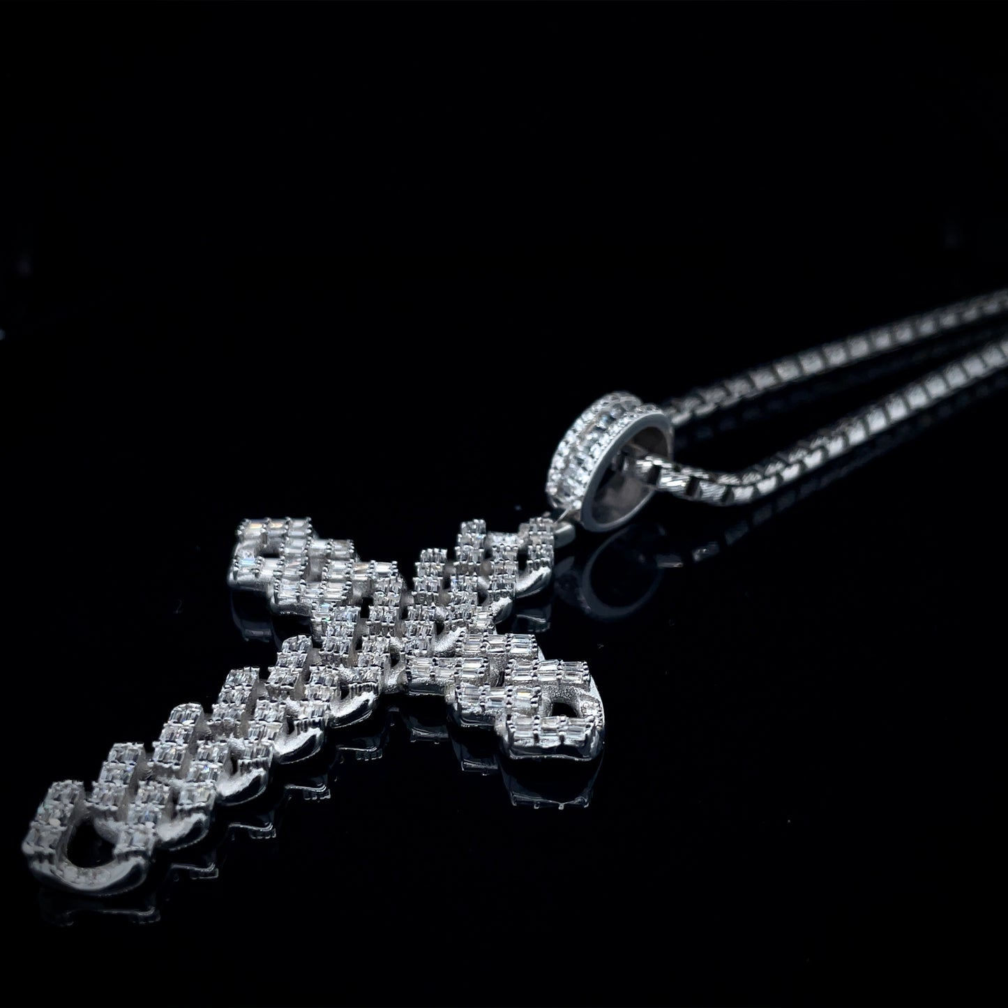 Icy Cross on Round Box Chain