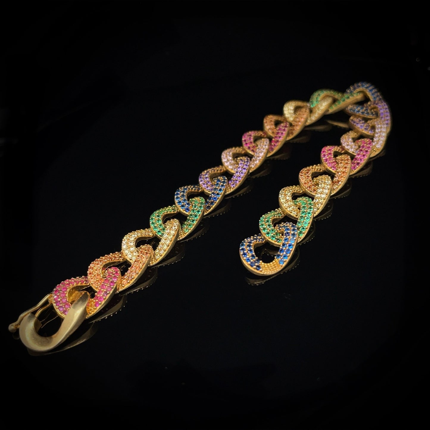 Rainbow Curb Chain Bracelet 10mm