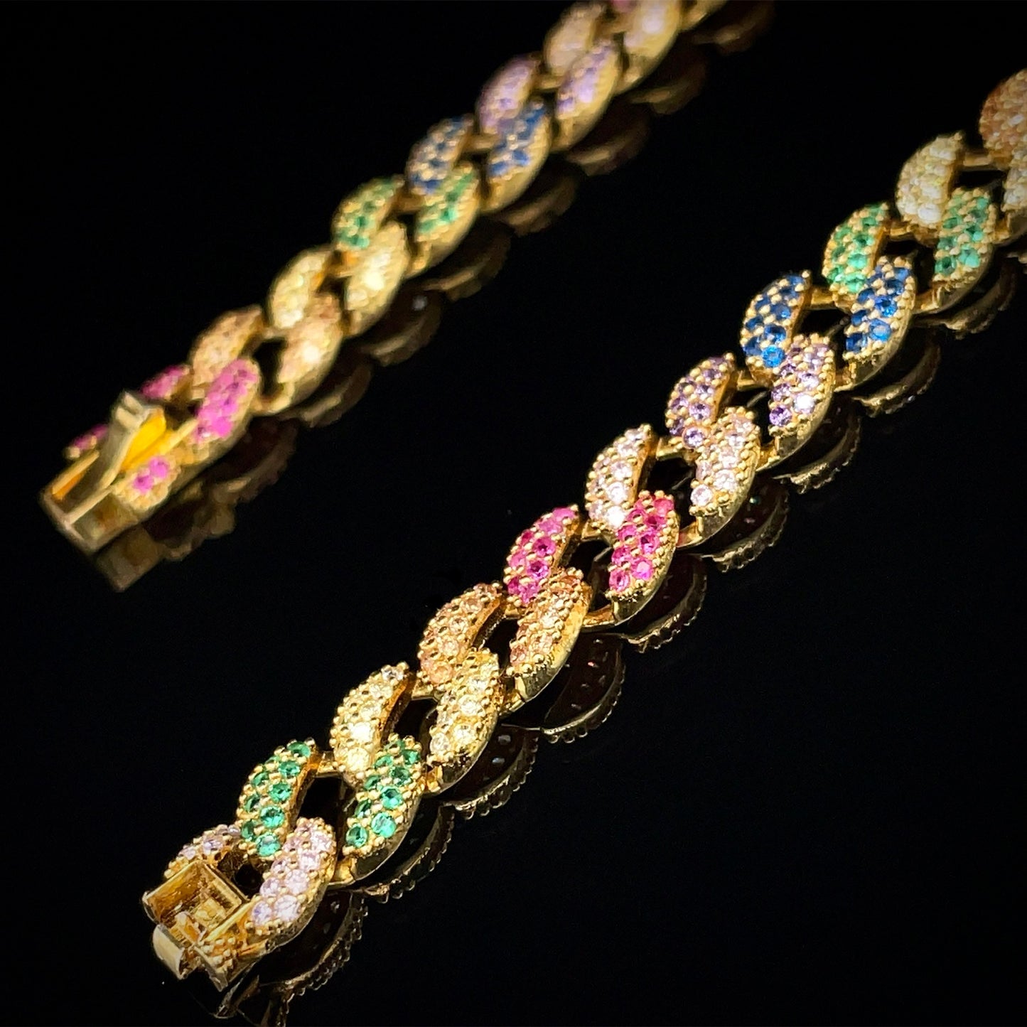 Rainbow Miami Curb Chain Bracelet 8mm