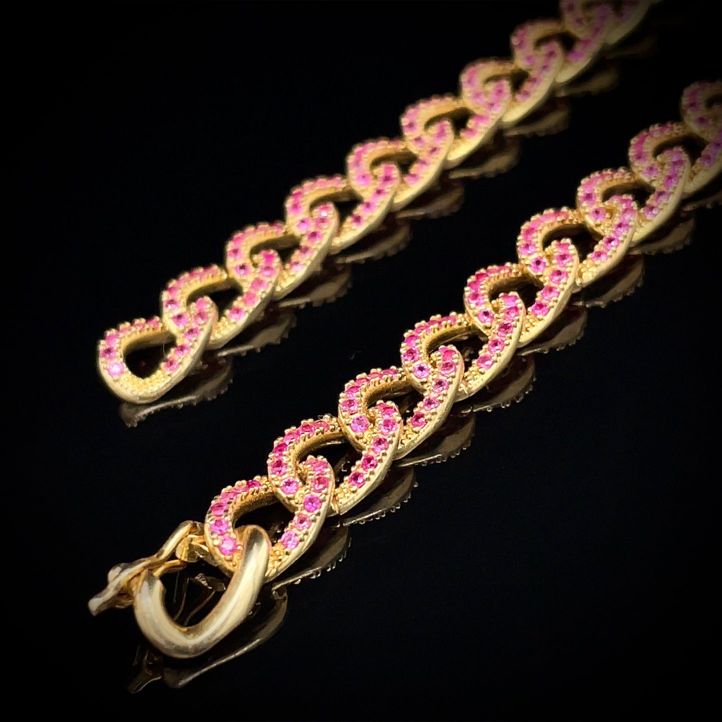 Pink Curb Chain Bracelet 6.8mm