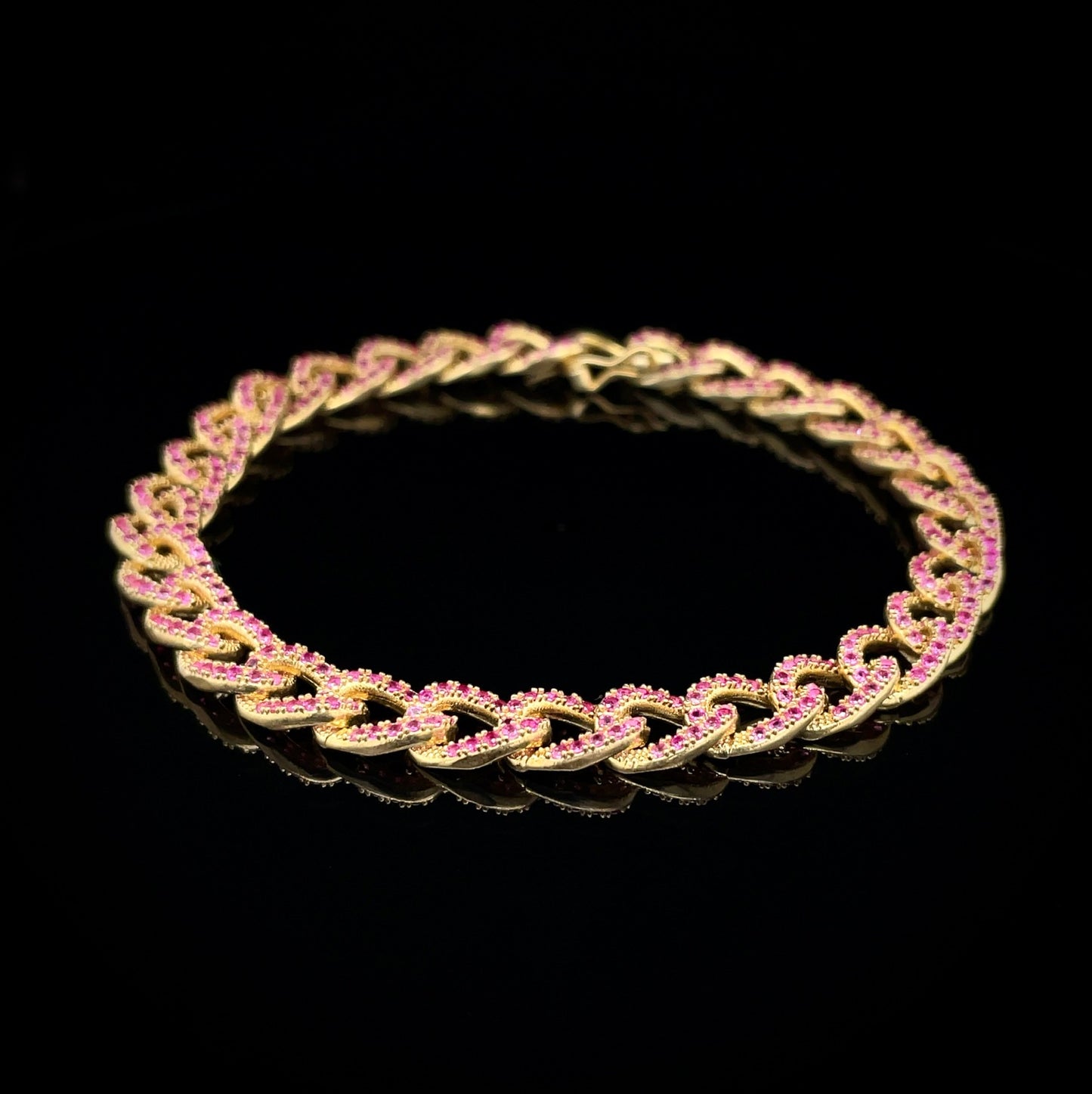 Pink Curb Chain Bracelet 6.8mm
