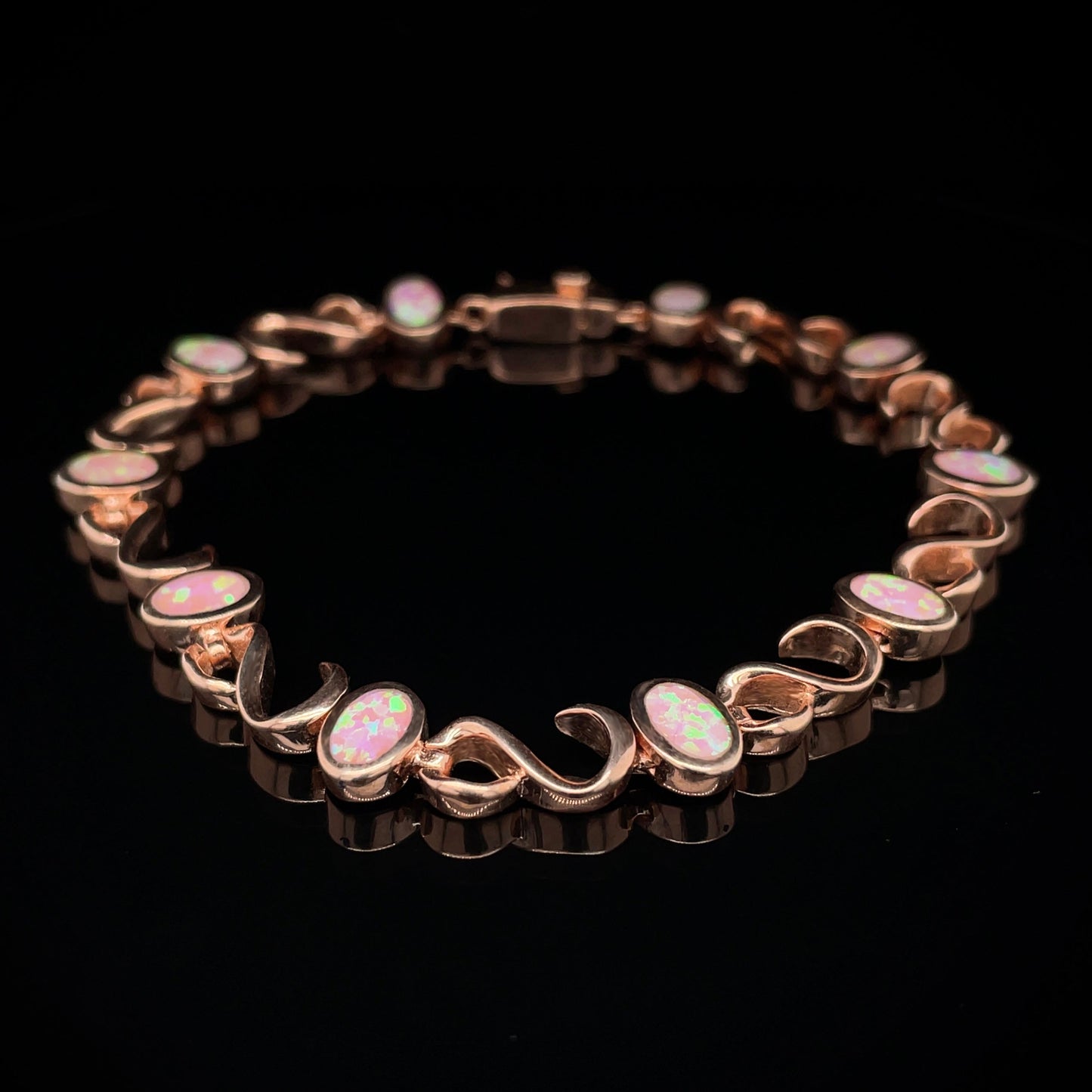 Rose Gold Plated 925 Pink Opal Custom Link Bracelet
