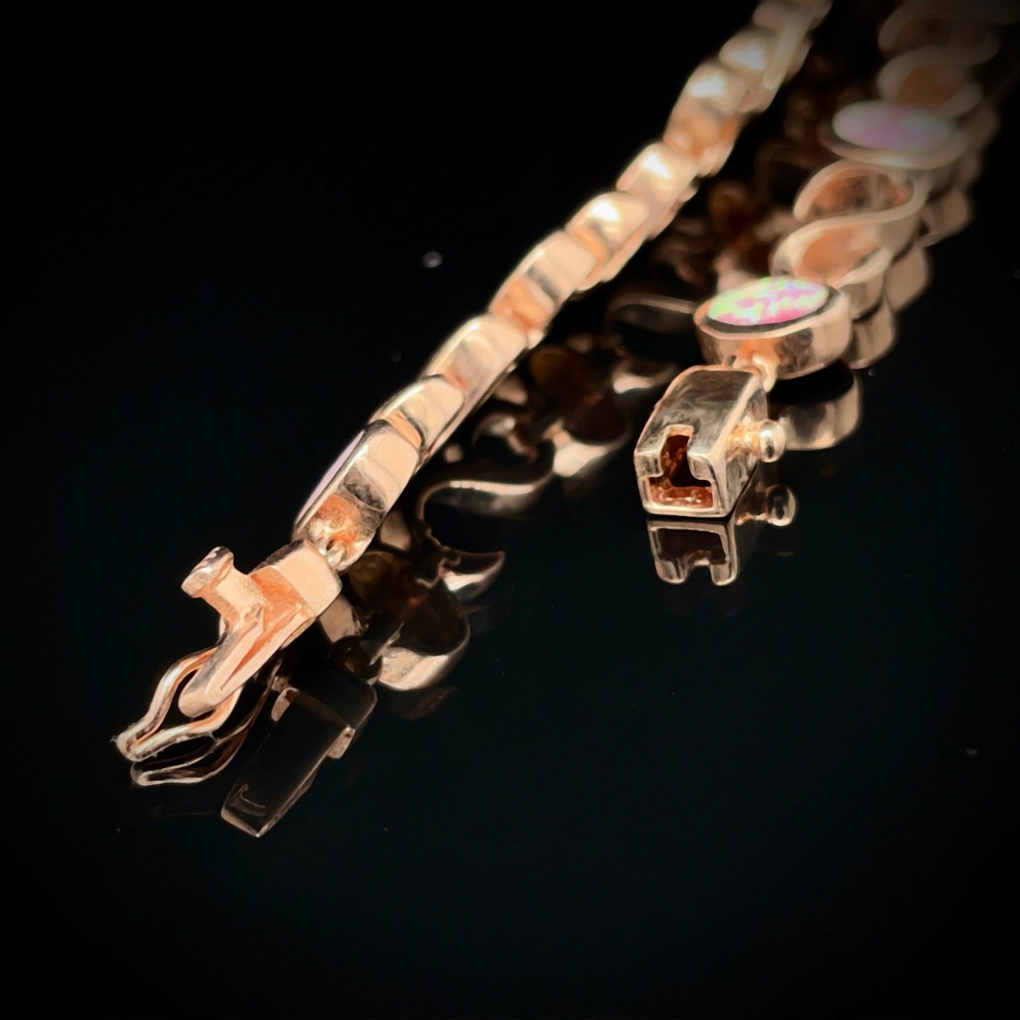 Rose Gold Plated 925 Pink Opal Custom Link Bracelet