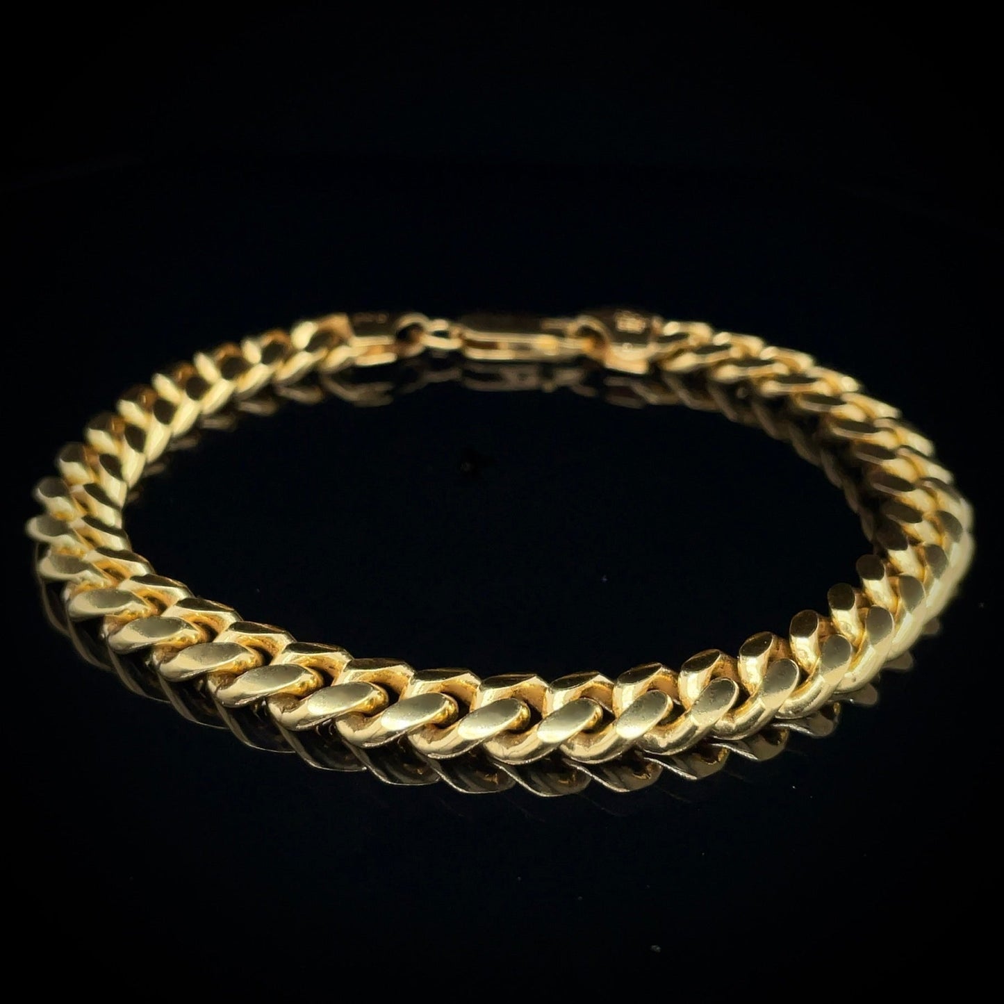 Yellow Gold Plated 925 Miami Curb Bracelet  9.5mm