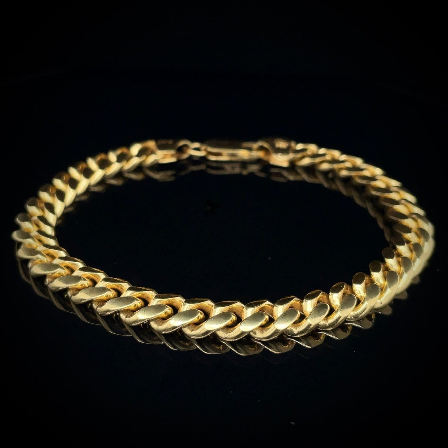 Yellow Gold Plated 925 Miami Curb Bracelet  10mm