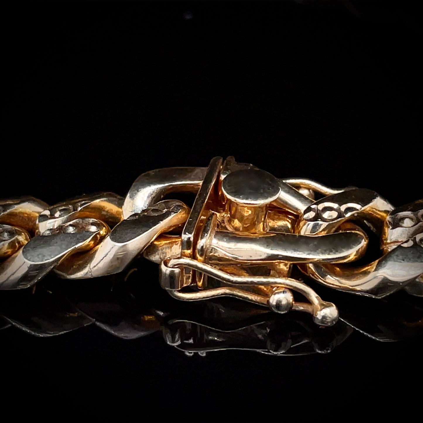 Yellow Gold Plated 925 Miami Curb Bracelet w/ Diamond Cuts 9.6mm