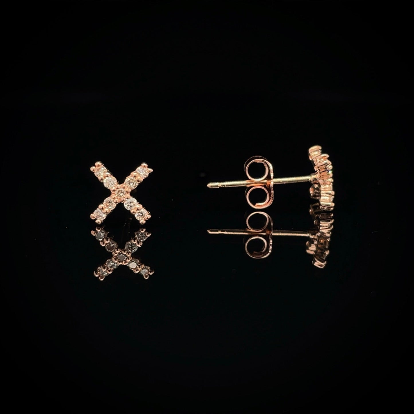 14k Gold VS1 Diamond "X" Stud Earrings